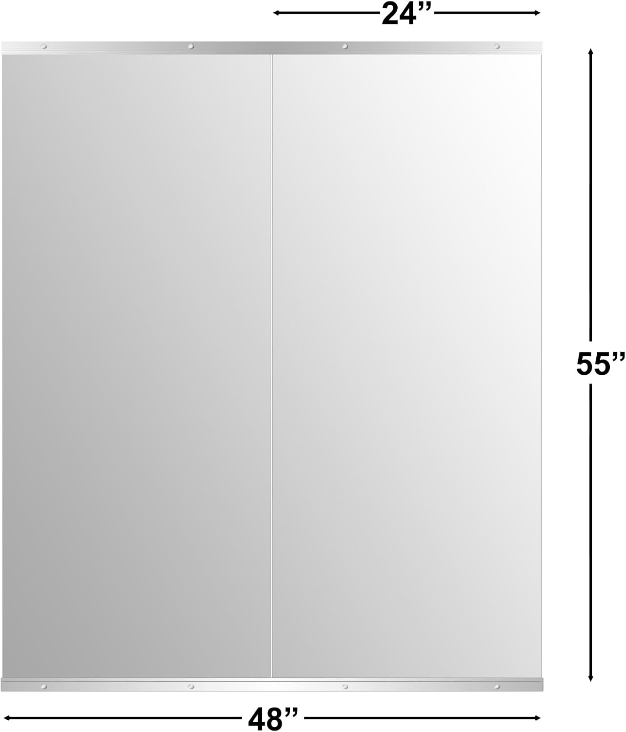 Ruomeng Home Gym Mirror, 55''x24''x2PCS Full Length, Large Frameless Body Mirror Tempered Glass for Gym, Workout, Yoga, Garage, Dance Studio