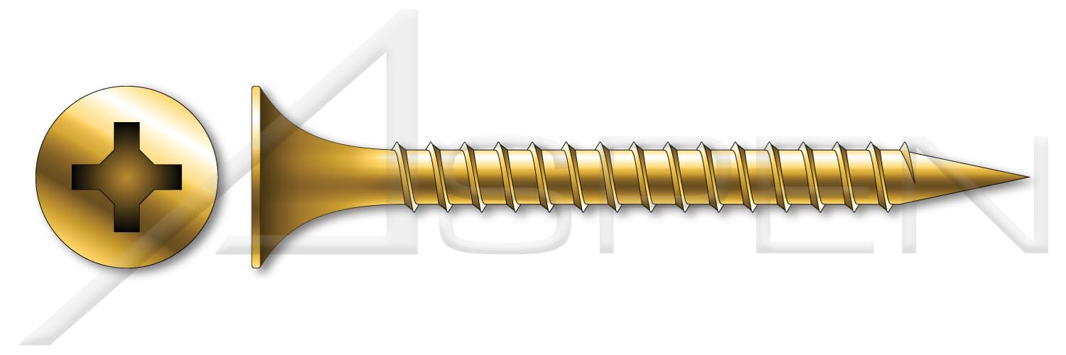 (3500 pcs) #8 X 2, Drywall Screws, Bugle Phillips Drive, Coarse Thread, Steel, Yellow Zinc