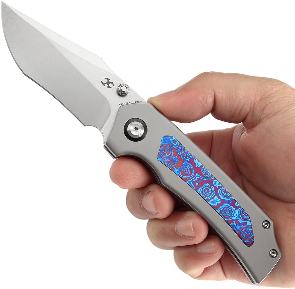 KANSEPT Fermi Pocket Folding Knives for Men Women Camping Hiking Folding Knife 3.11'' Stonewashed CPM 20CV Blade EDC Knife with Timascus Handle Everyday Carry K1122A4