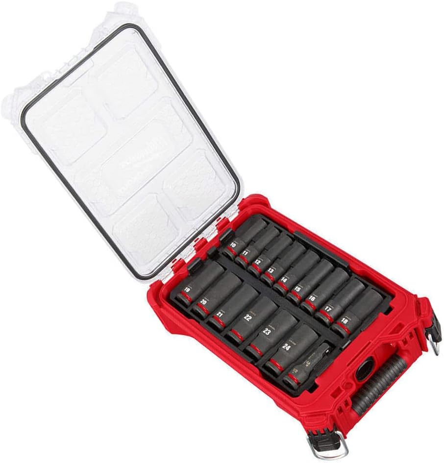 49-66-6803 Suitable for Milwaukee Shockwave Impact Duty Socket 1/2 Dr 16Pc Mm Packout Set
