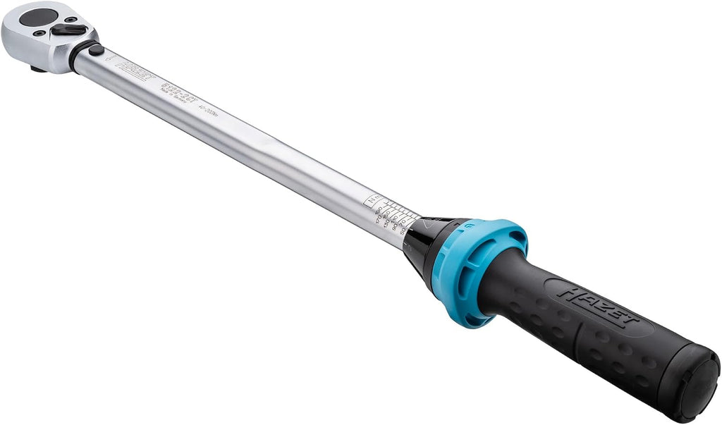 HAZET Torque Wrench 5122-2CT I Output: Square 12.0.20 In, 1/2 Inch, Tolerance: 4%, 32 Teeth Actuating Angle 11.25 Degrees I User-Friendly Reversible Ratchet for Car And Bicycle I 20.43 In