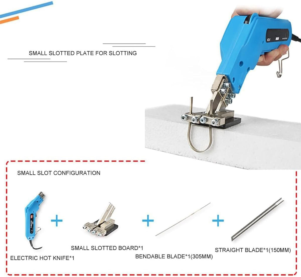 110V/230V Hot Knife Foam Cutter, 150W Electric Foam Grooving Carving Knife, with Small Slotter&305mm Flexible Blade&150mm Straight Blade, 16-Position Temperature Adjustment, for Sponge Cloth Canvas