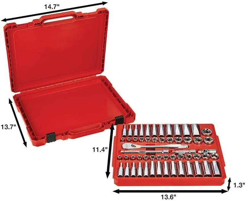 56pc 48-22-9008 for Milwaukee 3/8-Inch Drive and Metric Ratchet and Socket Set