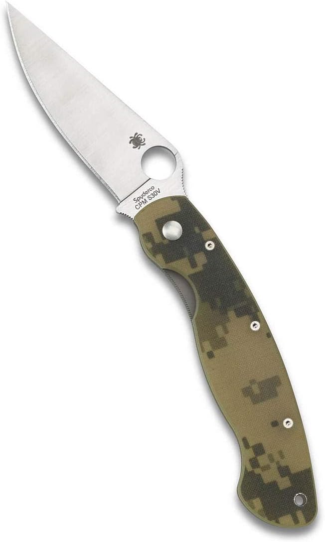 Spyderco Military Model Signature USA-Made Knife with 4' CPM S30V Stainless Steel Blade and Durable Camo G-10 Handle - PlainEdge - C36GPCMO