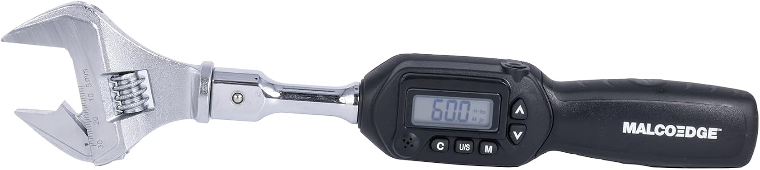 MalcoEdge DTW Digital Torque Wrench with Adjustable Head – Programmable, Multi-Unit Display, 3–62 ft-lb Range – Precision Torque Tool for HVAC-R