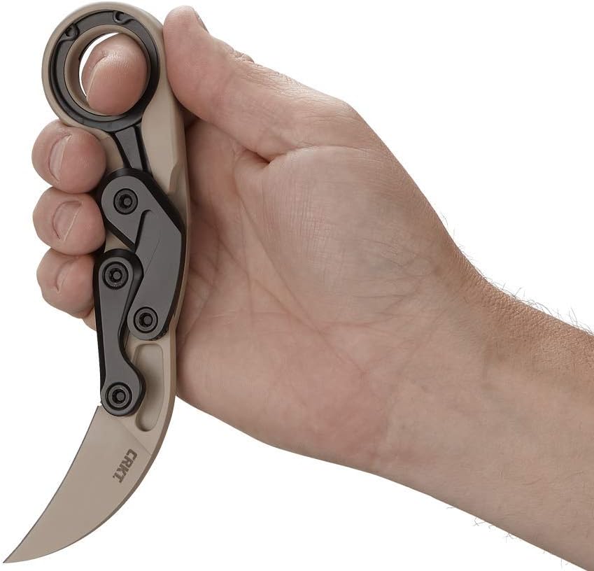 CRKT Provoke Desert Sand Kinematic EDC Folding Pocket Knife: Morphing Karambit, D2 Cerakote Blade, Kinematic Pivot Action, Integrated Safety Lock, Low Profile Pocket Clip 4040DS