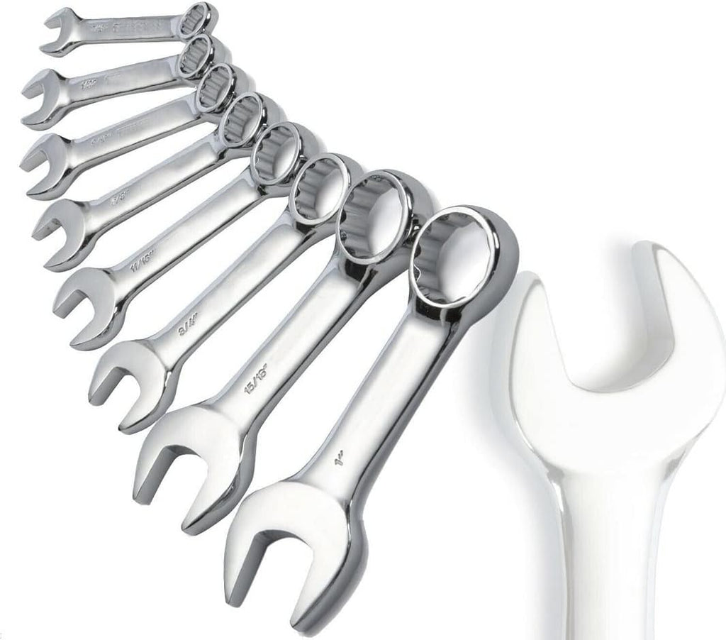 Stubby Combination Wrench Set SAE Forged steel construction 8-Piece,Jikkolumlukka