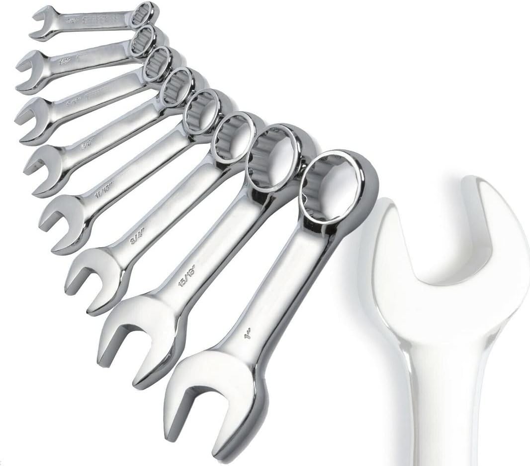 Stubby Combination Wrench Set SAE Forged steel construction 8-Piece,Jikkolumlukka