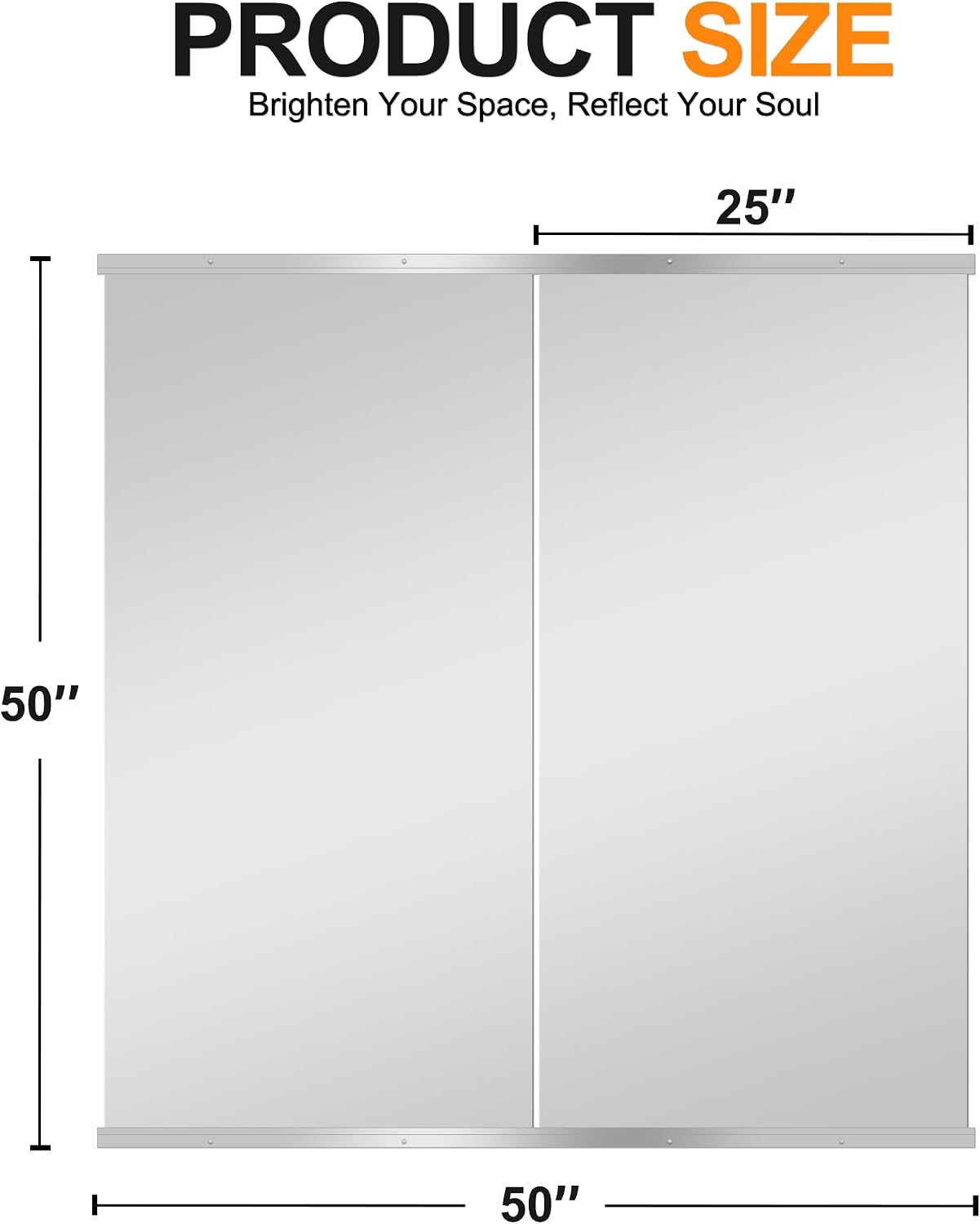 Delma Home Gym Mirror, 50''x25''x2PCS Silver Wall Mounted Large Frameless Tempered Glass Wall Mirror for Home Gym, Garage, Bedroom, Bathroom