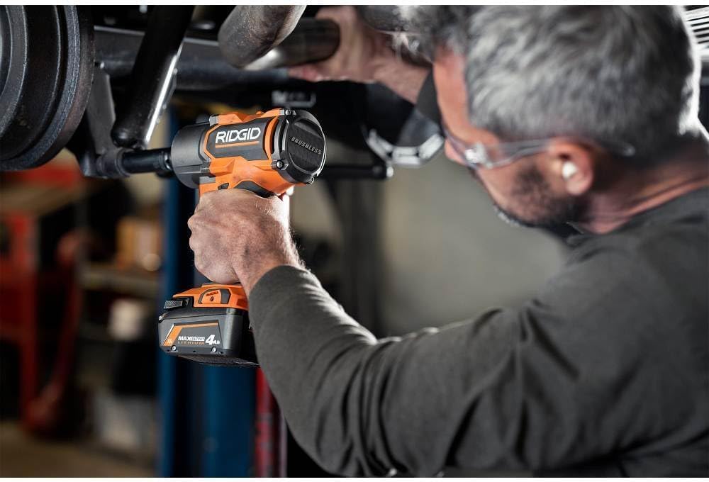 RIDGID 18V Brushless Cordless 4-Mode 1/2 in. High-Torque Impact Wrench (Tool Only), Orange (Renewed)