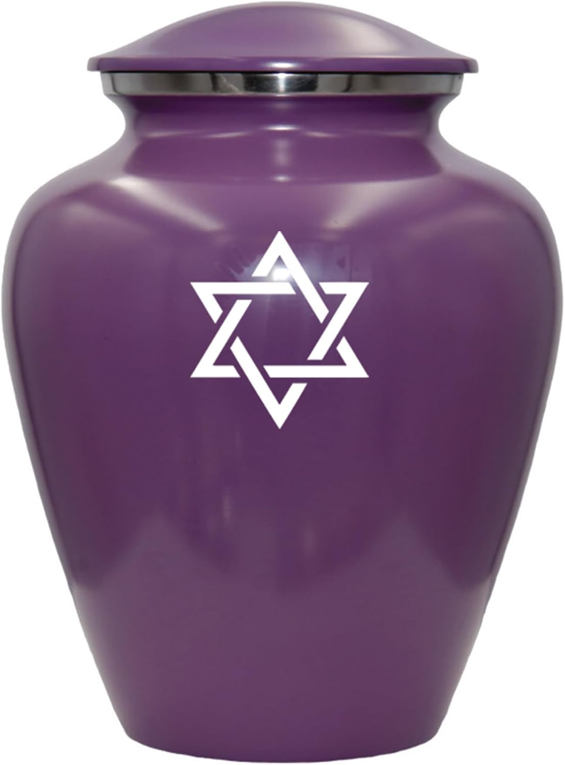 Star of David Blue Cremation Urn for Human Ashes, Jewish Cremation Urn, Religious Ash Urns with Personalized Engraving (Purple)
