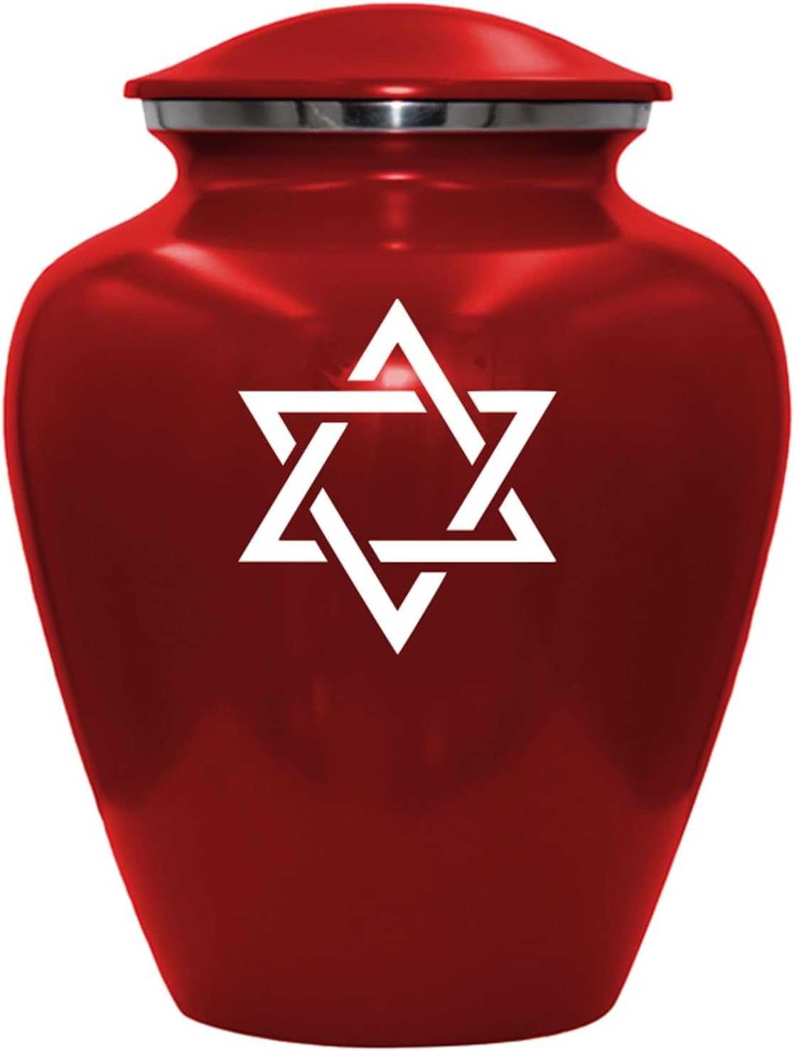 Star of David Blue Cremation Urn for Human Ashes, Jewish Cremation Urn, Religious Ash Urns with Personalized Engraving (Red)