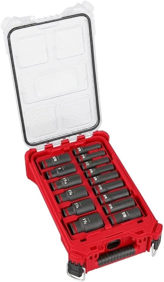 15Pc 49-66-6802 for Milwaukee Impact Duty 1/2' Dr Packout Socket Set w/Organizer - SAE