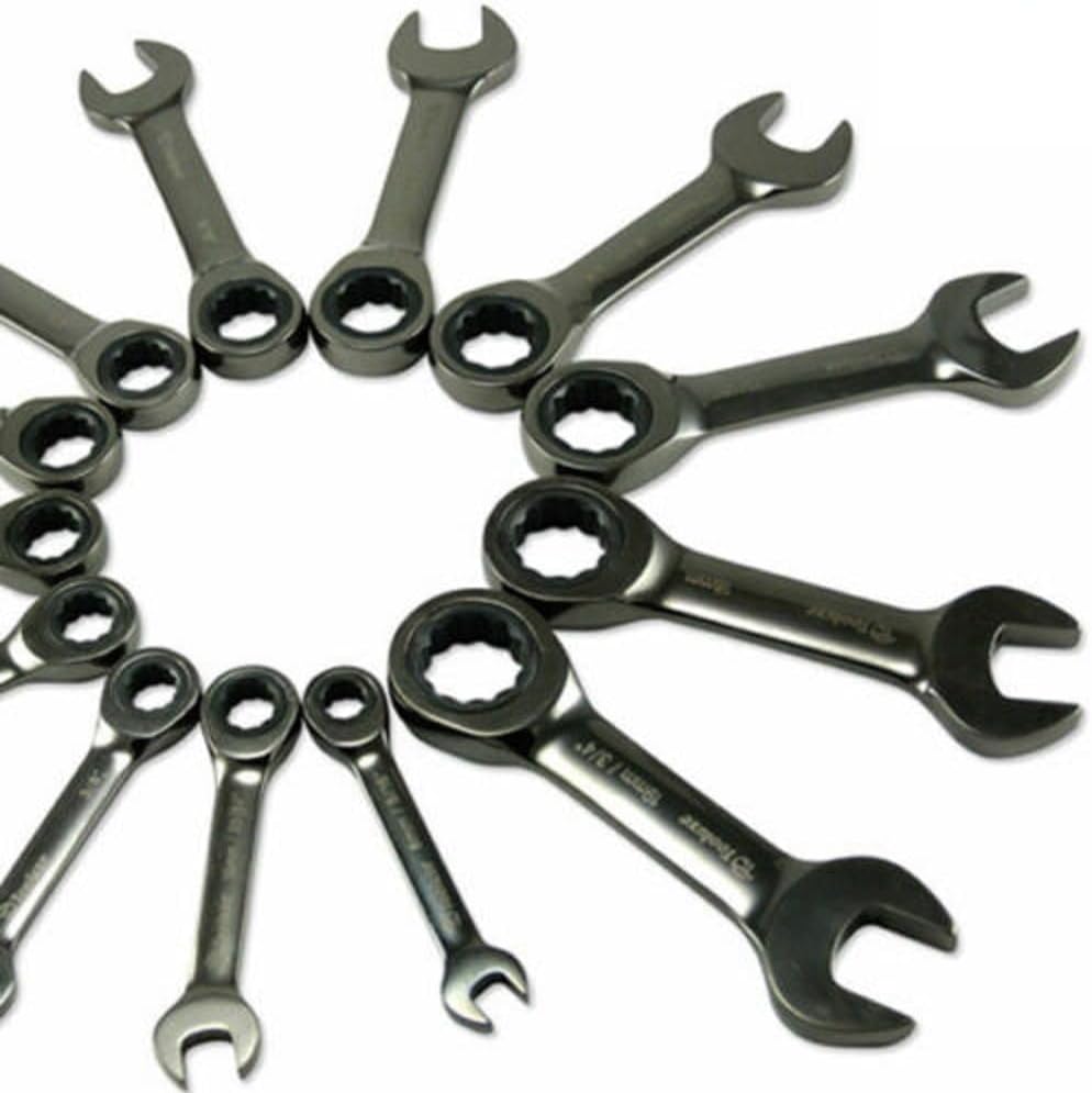 13 piece Set Duo-metric Stubby Ratcheting Combo Gear Wrench Set SAE & METRIC,Jikkolumlukka