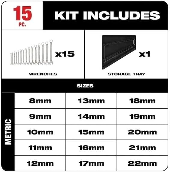 NEW 48-22-9515 Wrenches for Milwaukee Combination Wrench Set Metric - 15 Piece