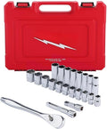 22 PC 48-22-9410 Socket Wrench Set for Milwaukee 1/2' Ratchet and Socket Set with carrying case