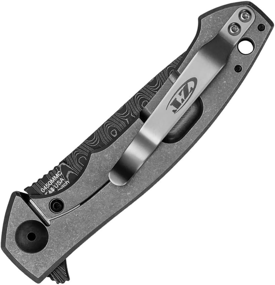 ZT Zero Tolerance 0450MMC (Damascus, Drop Point, Fat Carbon/Titanium, Marbled) Pocket Knife