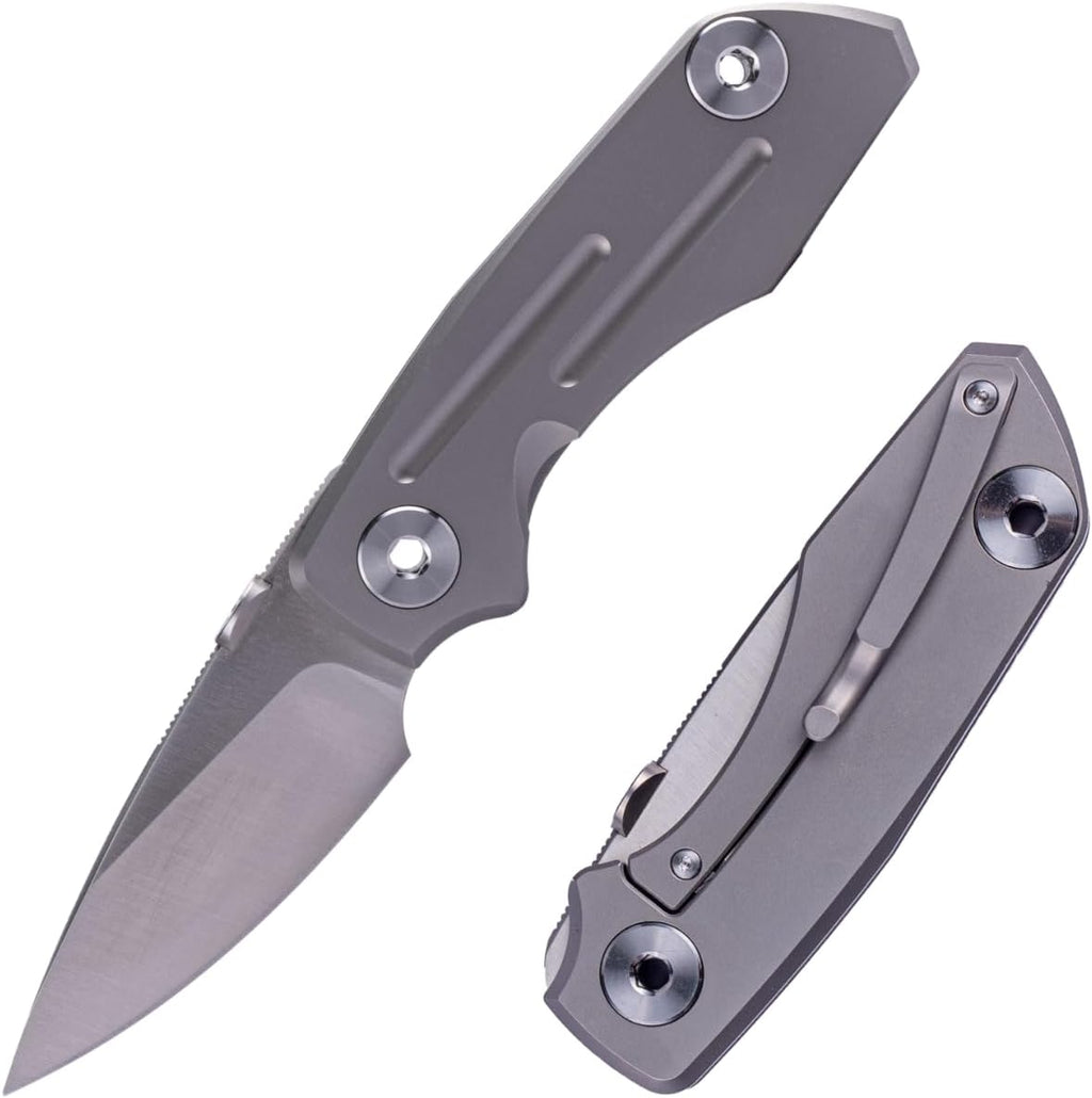 REALSTEEL Real Steel 2600 DELTA Frame Lock Slip Joint Pocket Knife - S35VN Blade and Titanium Handle - Perfect for Camping, Hiking, EDC Cutting Tasks - Pocket Clip Knife for Men Women