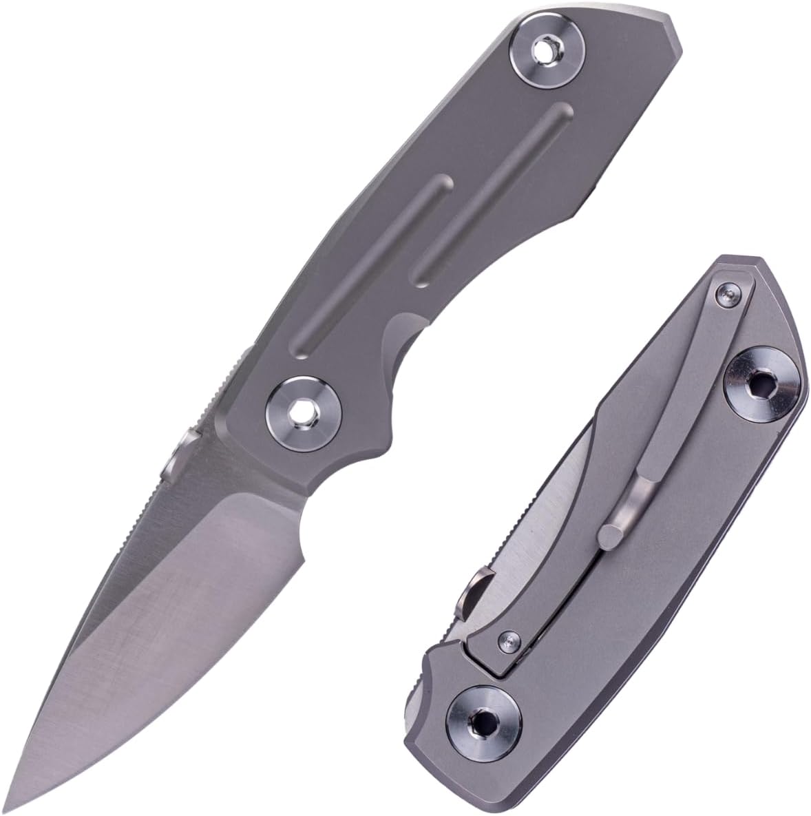 REALSTEEL Real Steel 2600 DELTA Frame Lock Slip Joint Pocket Knife - S35VN Blade and Titanium Handle - Perfect for Camping, Hiking, EDC Cutting Tasks - Pocket Clip Knife for Men Women