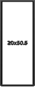 20x50.5 Shadow Box Black Solid Wood Display Frame with White Acid-Free Backing UV Acrylic & Hanging Hardware - with 3/4' Usable Depth