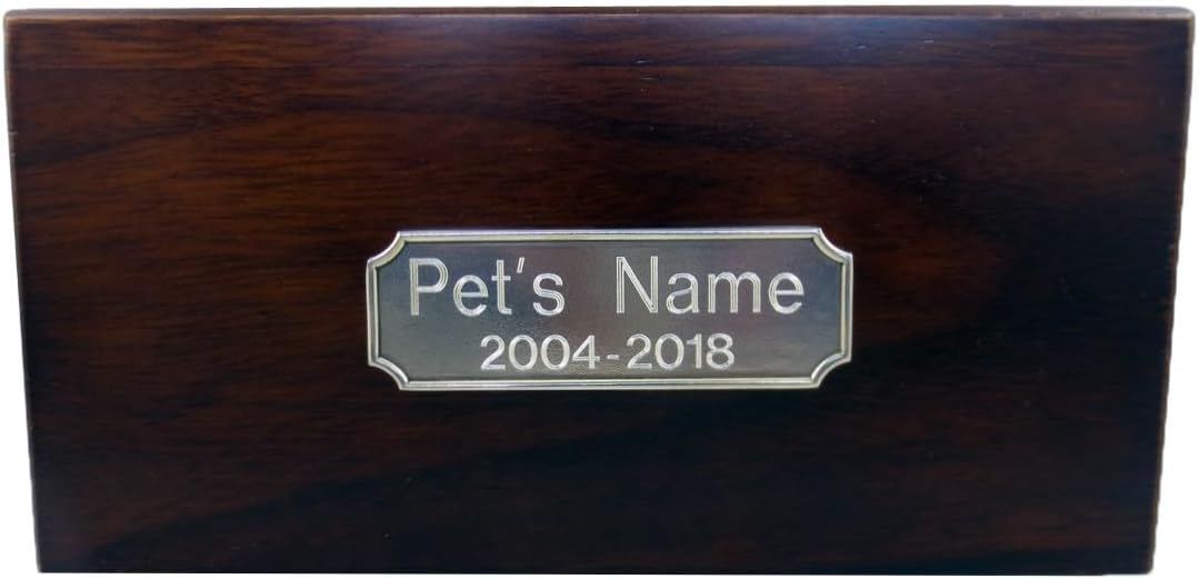 Wooden Pet Urns for Dogs with Black & Silver German Shepherd Figurine | Personalized Large Dog Urns for Ashes | Paulownia Wood Pet Memorial Gift with Engraved Pewter Plaque | Conversation Concepts