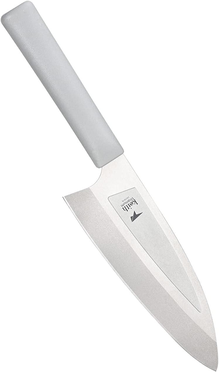 Keith Titanium Ti8742 Ultralight Silver-Titanium-Porcelain Tribrid Kitchen Meat Knife