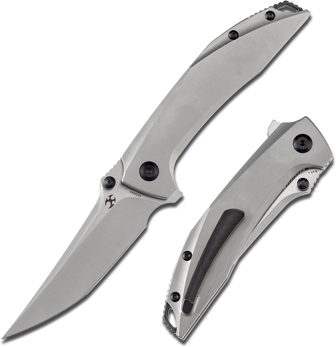 KANSEPT Baku Pocket Folding Knives for Men EDC Camping Folding Knife 3.2'' Satin CPM-S35VN Material Outdoor Folding Knives with Plain Titanium Handle Everyday Carry K1056A3