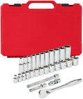 Socket Set For Milwaukee 48-22-9408 3/8-Inch Drive Durable SAE Ratchet and Socket Set (Size:9.9 x 1.8 x 15.1 in) - 28pc