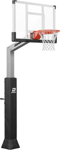 DOMINATOR Premium Inground Adjustable Basketball Hoop - 54' Backboard w/ 2.5' Overhang - Aluminum Adjustable Basketball Goal - Adjusts from 7.5' - 10', Made of Heavy Duty Rust Proof Aluminum