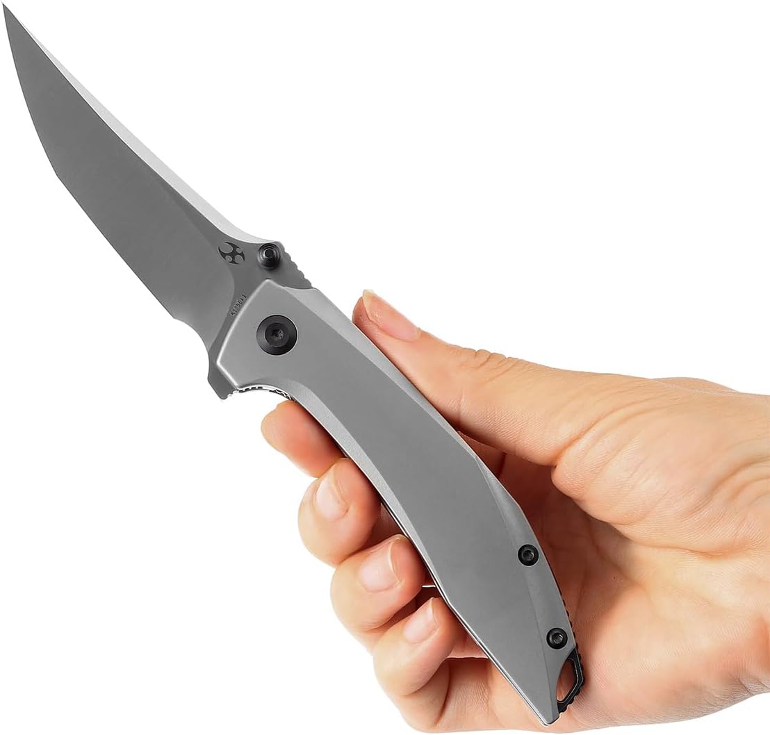 KANSEPT Baku Pocket Folding Knives for Men EDC Camping Folding Knife 3.2'' Satin CPM-S35VN Material Outdoor Folding Knives with Plain Titanium Handle Everyday Carry K1056A3