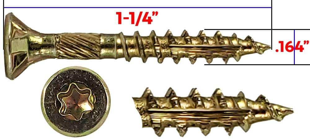 Jake Sales #8 x 1-1/4' Gold Star Wood Screw Torx/Star Drive Flat Head CASE Qty 42 Boxes 9,702 Screws