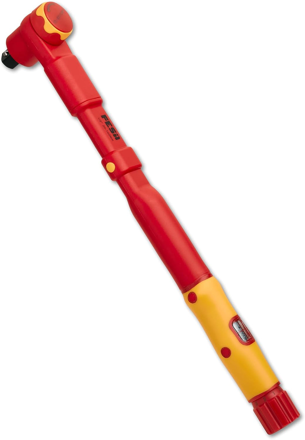 FESA Electrician Insulated Torque Wrench - 1000V Electrician Torque Wrench w/Easy Torque Adjustment & Scale Display - Each Insulated Wrench Has ID for Traceability (1/2' Drive, 20-100 Nm Range)
