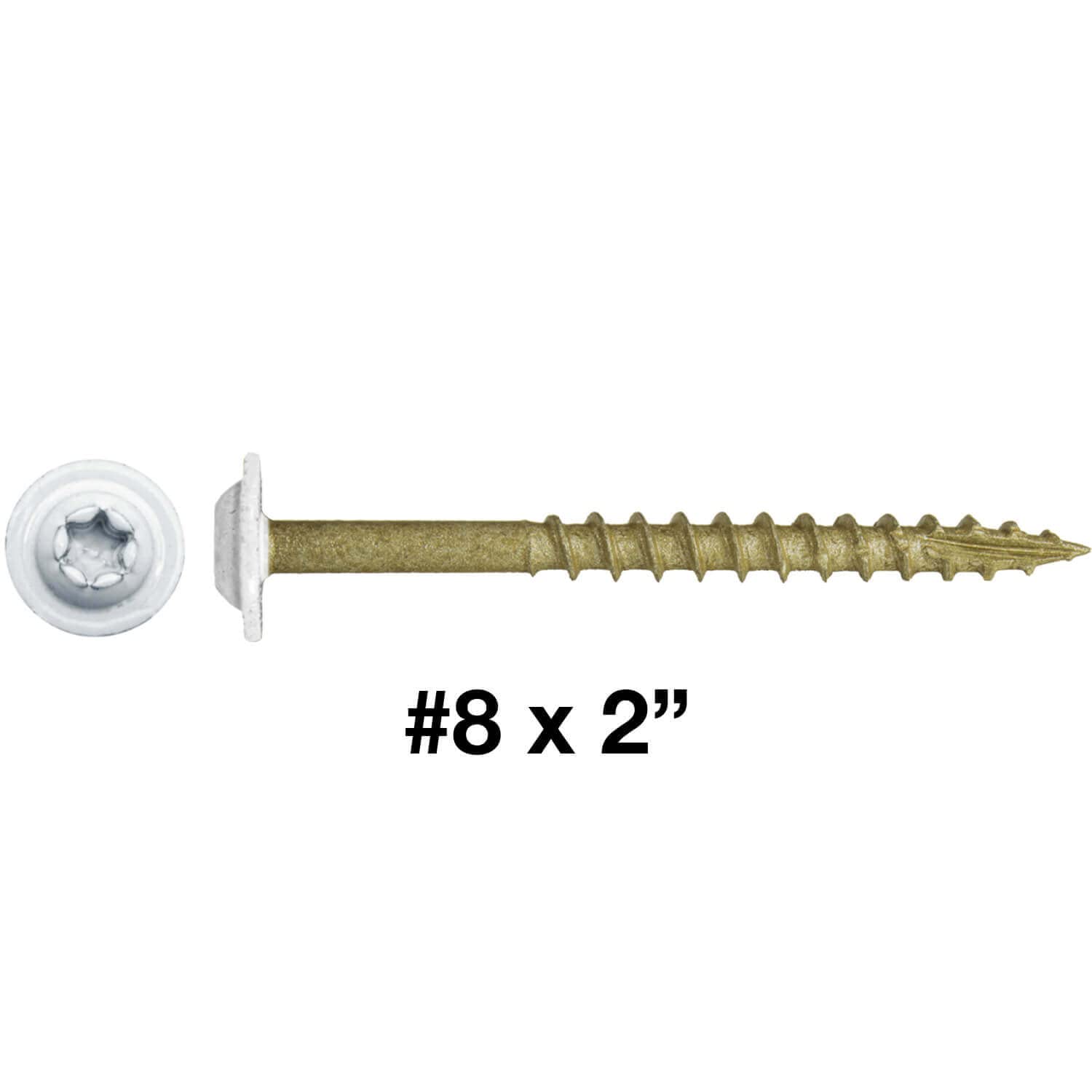 #8 x 2 Bronze Star Exterior Coated Modified White Truss Head - Cabinet Wood Screw Torx/Star Drive Head - Multipurpose Exterior Coated Wood Screws - (Full Box - 2000 Approx. Screw Count)
