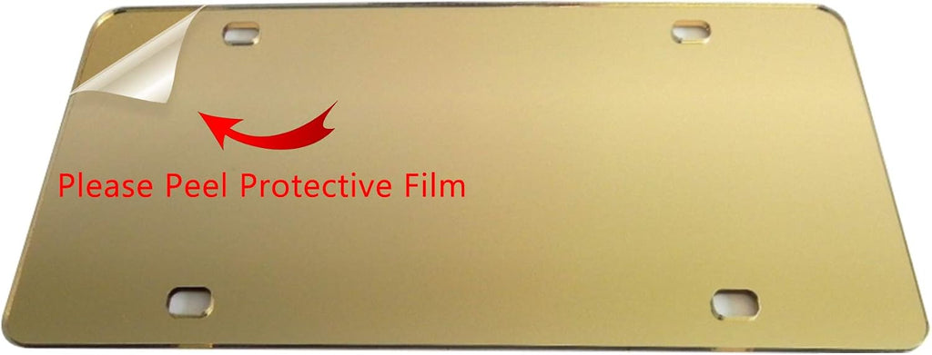 12 Pack 4 Hole Blank License Plate Gold Acrylic Mirror 12' x 6' Laser Cut Monograms Graphics Logos Quotes for DIY Crafts Collectors Automotive Accessory Retailers Car Dealerships by Marketing Holders