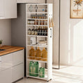 7-Tier Slim Storage Cart, Wooden Rolling Pantry Cabinet with Wheels, Shelving Unit Organizer for Kitchen, Bakers Rack, Dining Room, Closet(White,21.6' Dx7.9 Wx72.5 H)