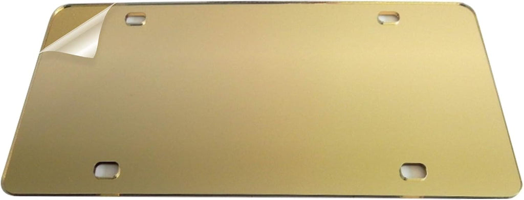 12 Pack 4 Hole Blank License Plate Gold Acrylic Mirror 12' x 6' Laser Cut Monograms Graphics Logos Quotes for DIY Crafts Collectors Automotive Accessory Retailers Car Dealerships by Marketing Holders