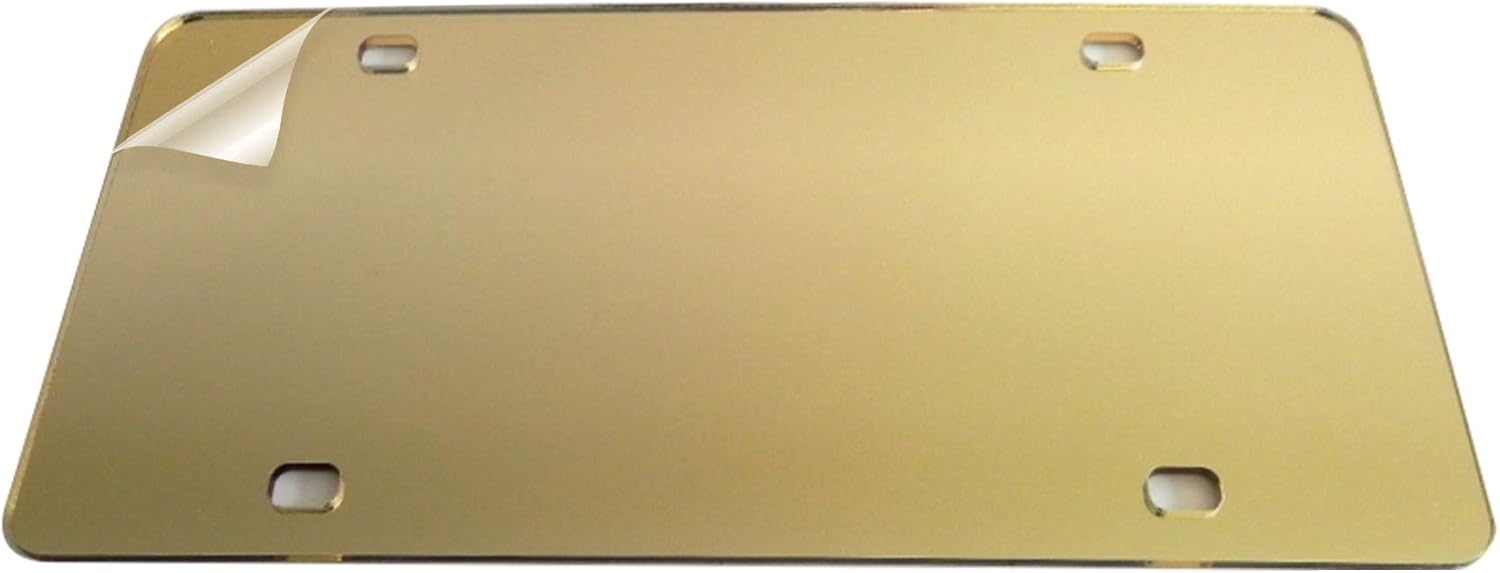 12 Pack 4 Hole Blank License Plate Gold Acrylic Mirror 12' x 6' Laser Cut Monograms Graphics Logos Quotes for DIY Crafts Collectors Automotive Accessory Retailers Car Dealerships by Marketing Holders