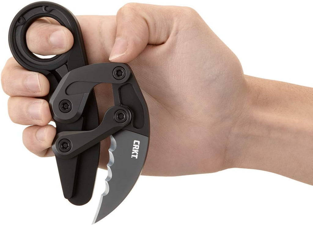 CRKT Provoke Folding Knife with Kinematic: Morphing Karambit, D2 Veff Serrations Blade, Aluminum Handle, Pocket Clip, 4040V