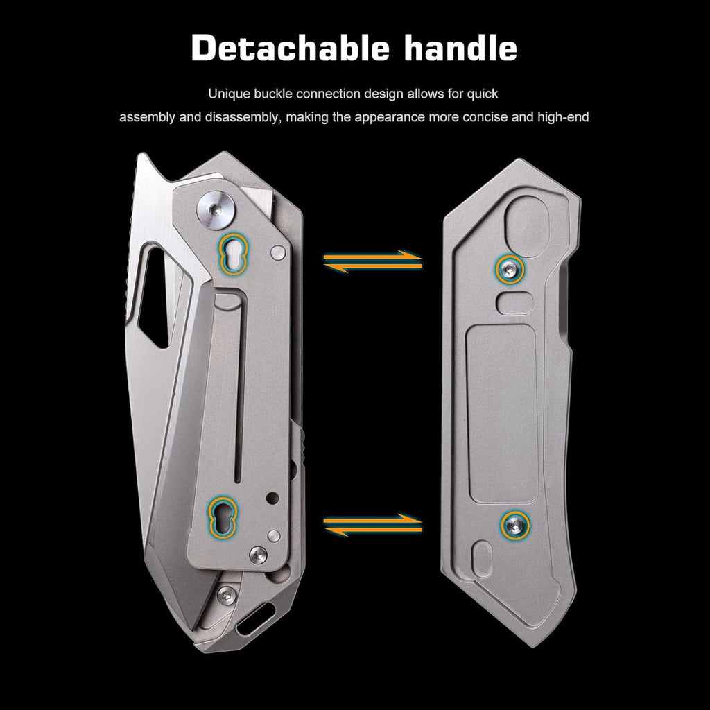 REMETTE RT-Woodpecker Folding Pocket Knife M390 Blade Titanium Handle (Silver)
