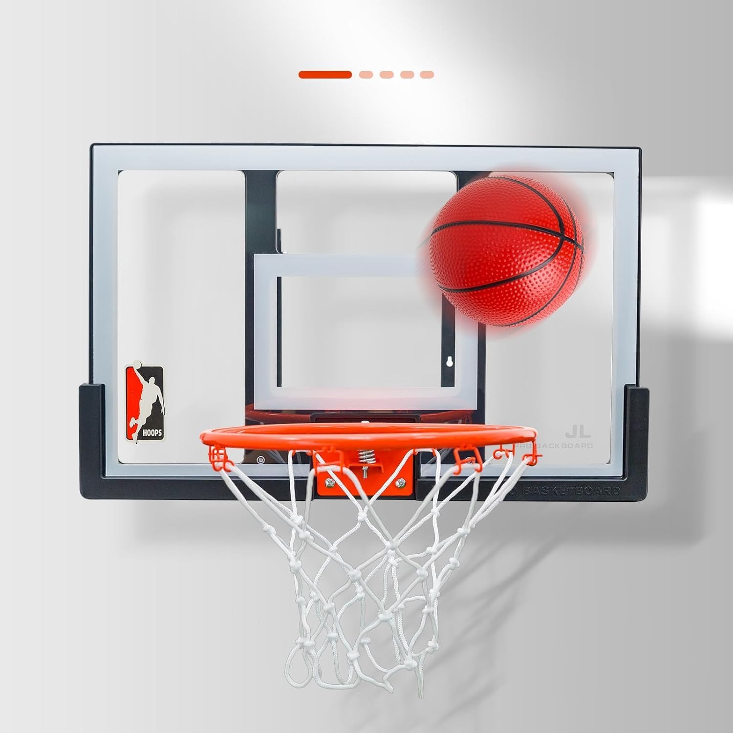 Efficraft Mini Basketball Hoop, Adjustable Indoor Wall Mount, Silent Ball | 7 Level Adjustable Height, Quiet&Bounce Dual Ball Set, Shatter Resistant pc Backboard, Spring Metal Rim, Metal Bracket