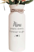 9th Anniversary Pottery Gifts vase for her Nine 9 Wedding Years Ninth for Wife him Husband Custom Personalized with Couple Engraved Monograms