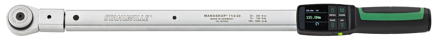 Stahlwille 96501020 MANOSKOP Tightening Angle Torque Wrench, Size 20, 20–200 N.m, Reversible Ratchet Insert, QuickRelease Safety Lock, Made in Germany
