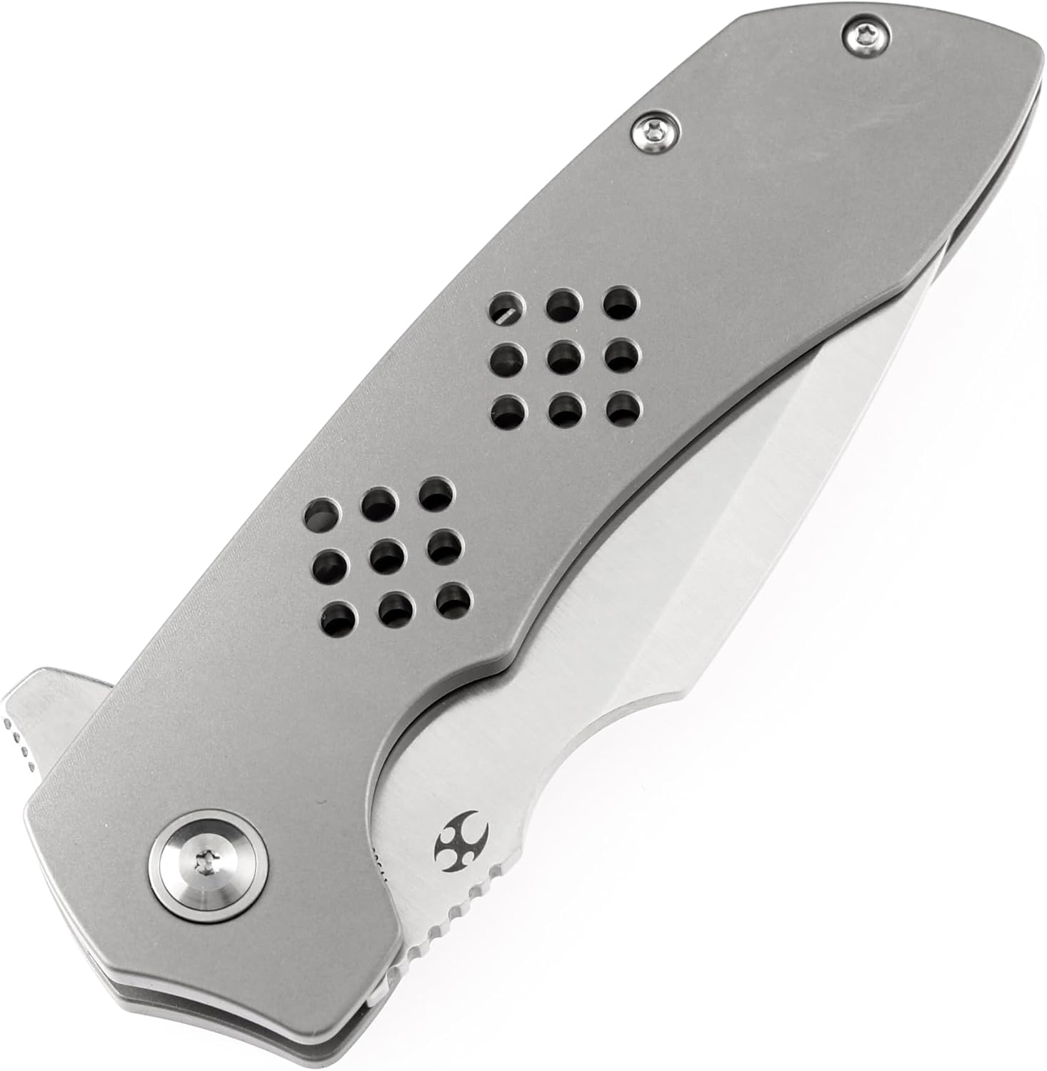 KANSEPT Entity Pocket Folding Knives EDC Camping Folding Knife 3.52'' Satin CPM-S35VN Blade Pocket Folding Knife with Bead Blasted Titanium Handle Everyday Carry K1036A1
