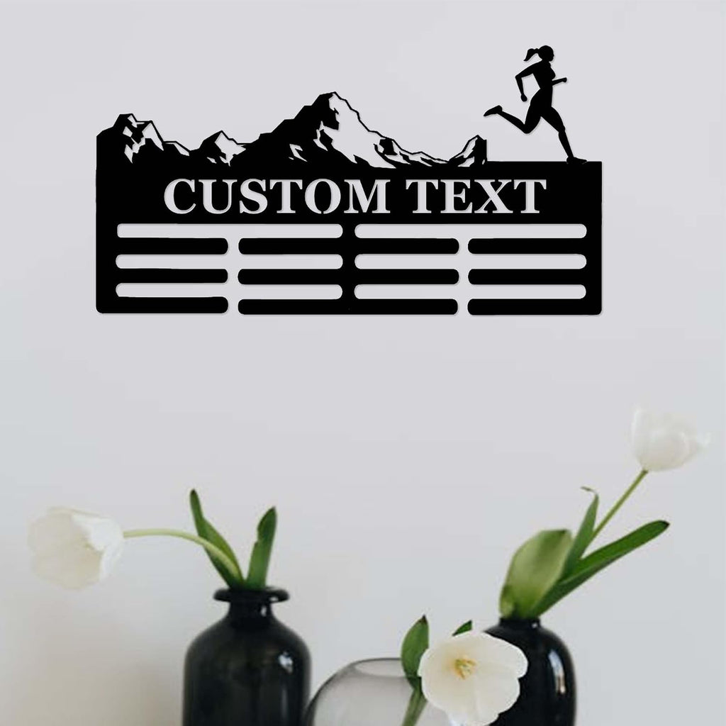Custom Trail Runner Medals Holder, Personalized Male Female Runner Name Medals Hanger, Rack for Ribbons Award Holder, Mountain Running Medals Award Display