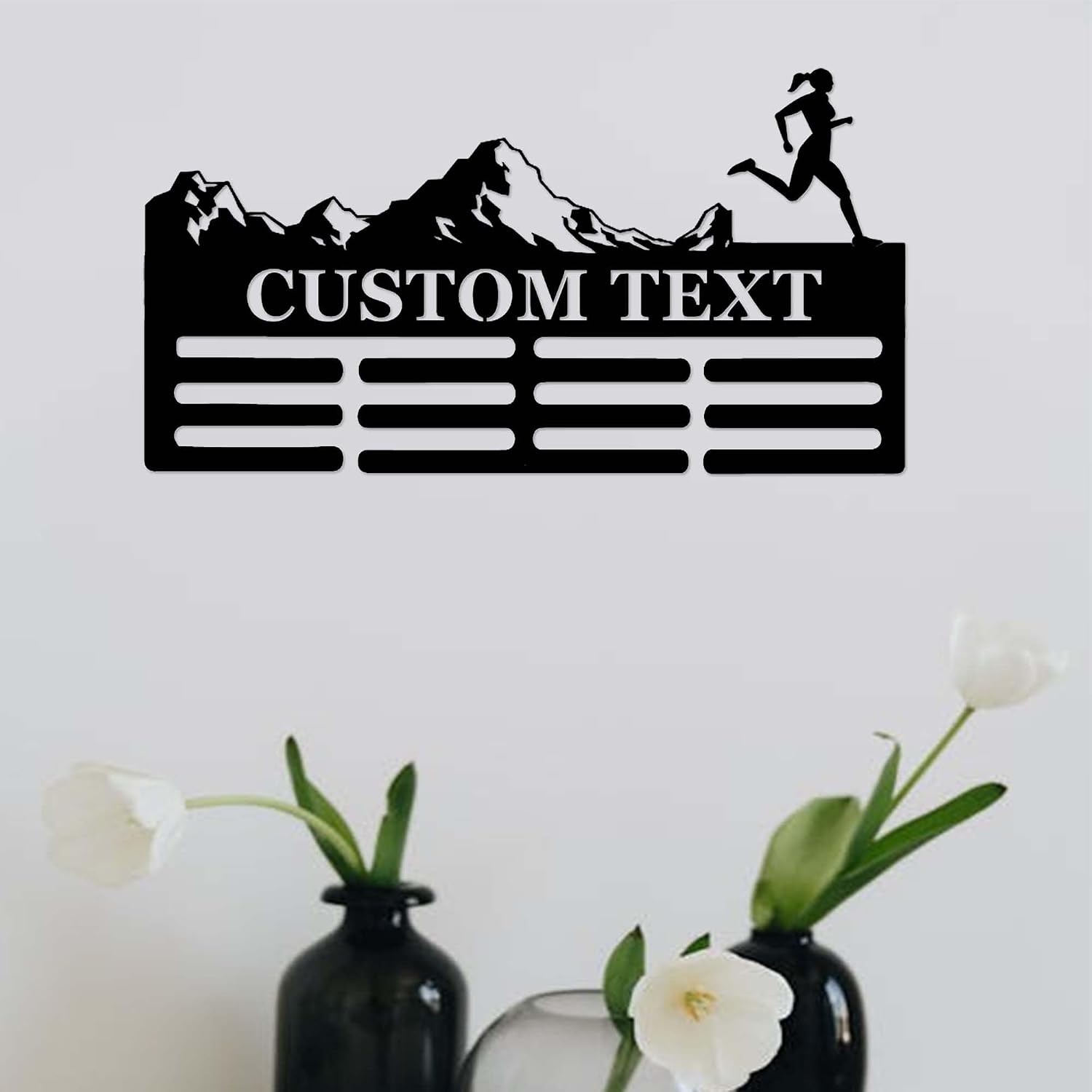 Custom Trail Runner Medals Holder, Personalized Male Female Runner Name Medals Hanger, Rack for Ribbons Award Holder, Mountain Running Medals Award Display