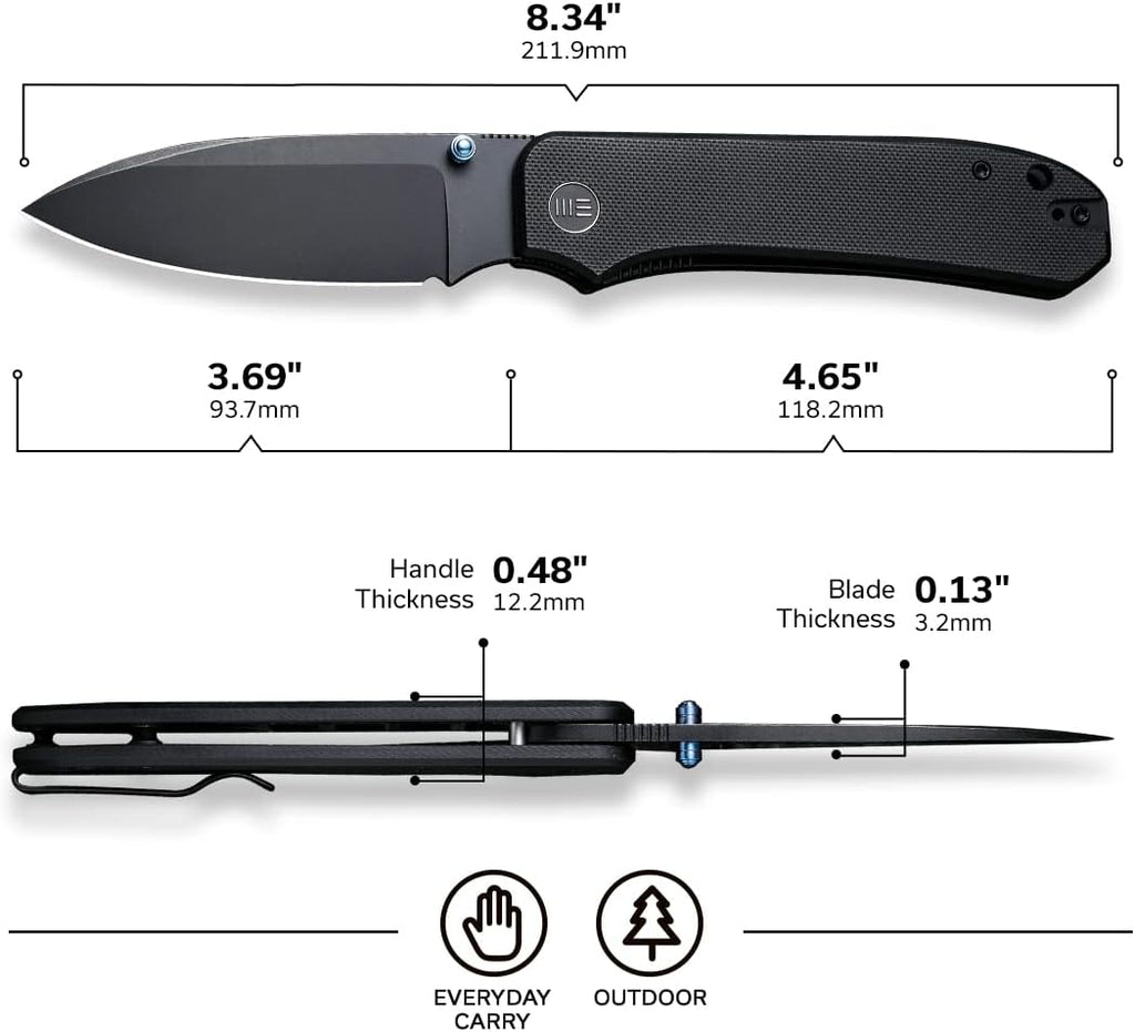 WeKnife Big Banter Pocket Knife for EDC,Ben Petersen Folding Knife with 3.69'CPM 20CV Blade G10 Handle,Titanium Thumb Stud Opener WE21045-1 (Black)