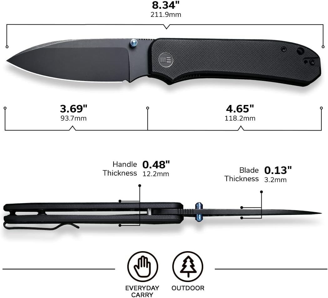 WeKnife Big Banter Pocket Knife for EDC,Ben Petersen Folding Knife with 3.69'CPM 20CV Blade G10 Handle,Titanium Thumb Stud Opener WE21045-1 (Black)