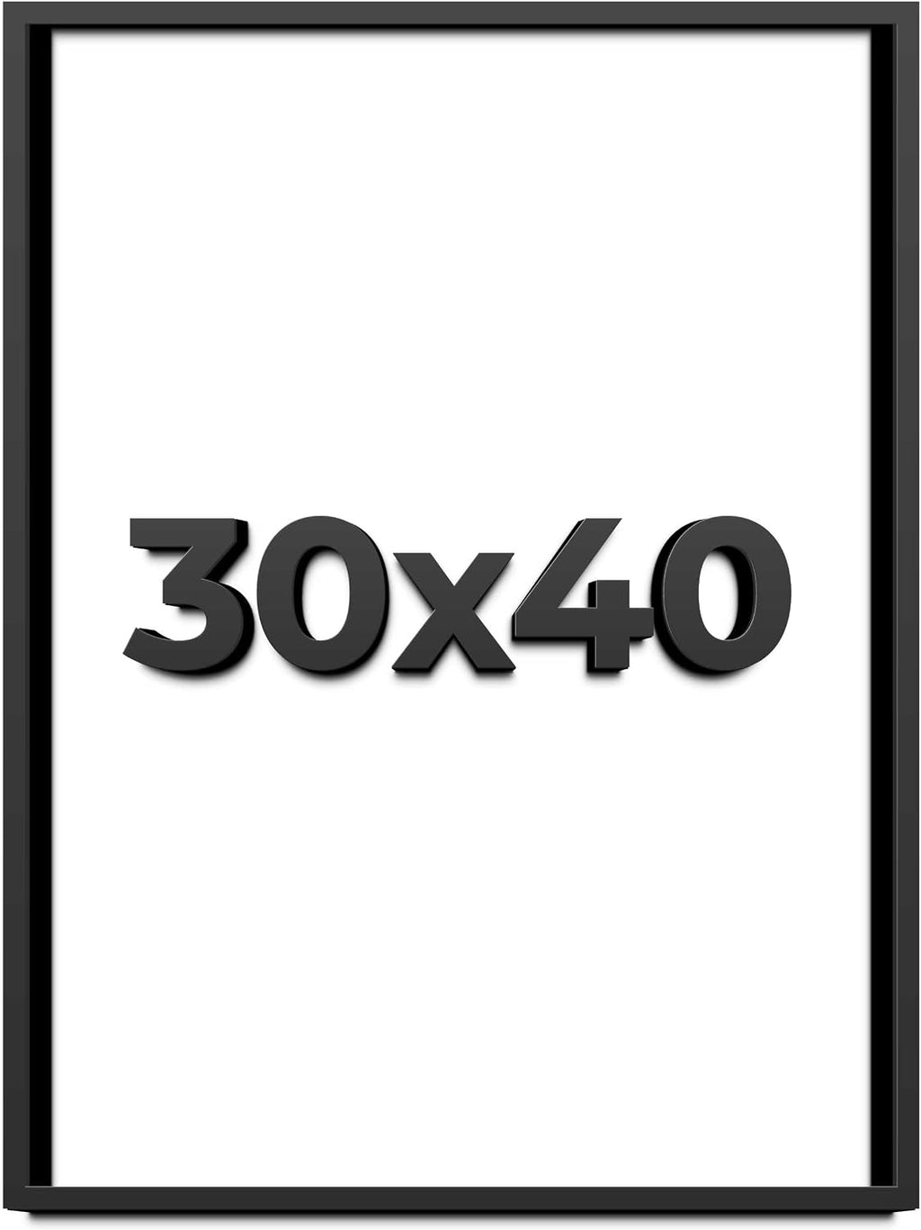 30x40 Shadow Box Black Solid Wood Display Frame with White Acid-Free Backing UV Acrylic & Hanging Hardware - with 3/4' Usable Depth