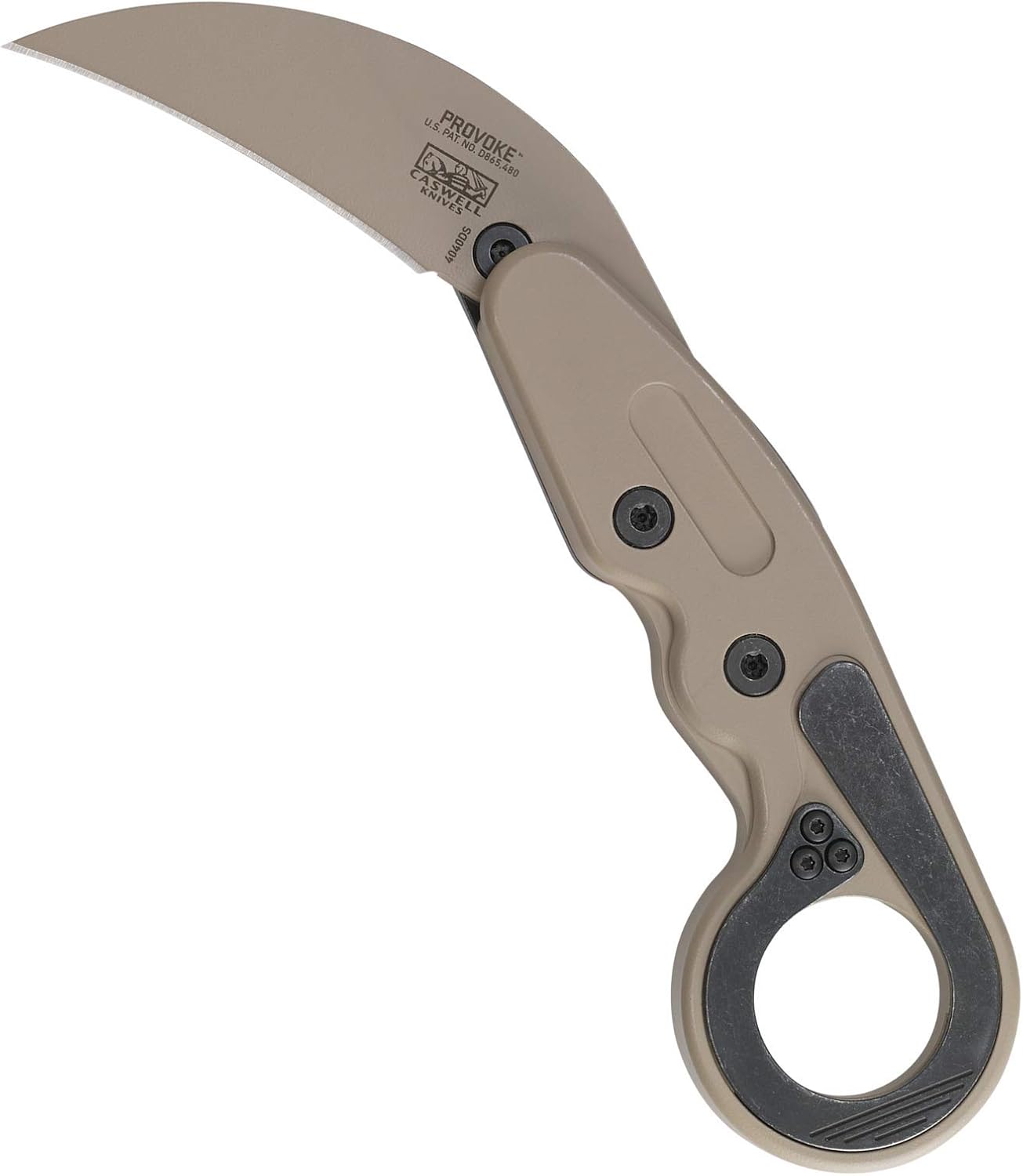 CRKT Provoke Desert Sand Kinematic EDC Folding Pocket Knife: Morphing Karambit, D2 Cerakote Blade, Kinematic Pivot Action, Integrated Safety Lock, Low Profile Pocket Clip 4040DS