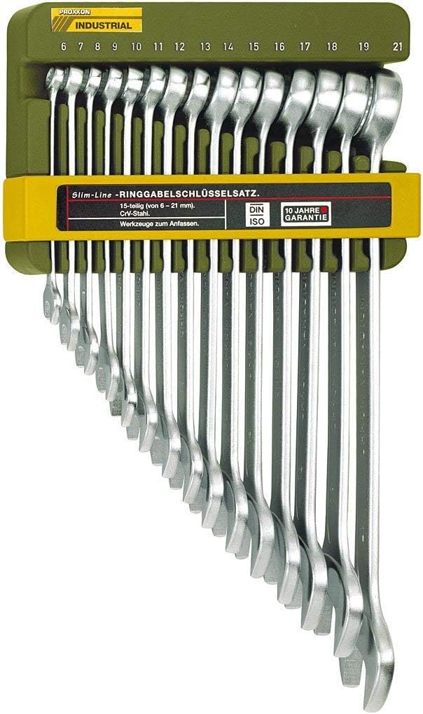 Proxxon (23821) SlimLine Combination 15-Piece Wrench Set with Tool Holder